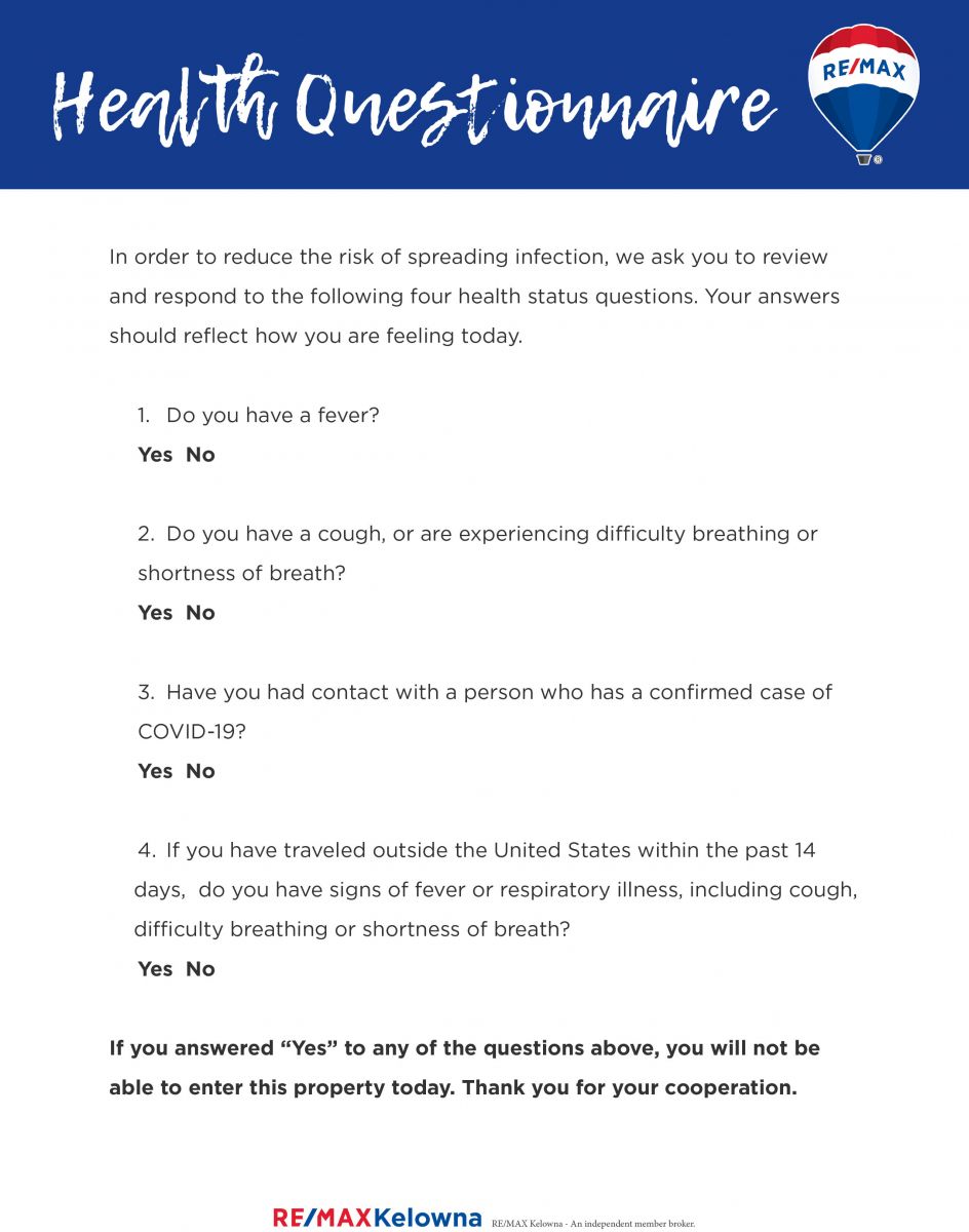 COVID-19 Health Questionnaire
